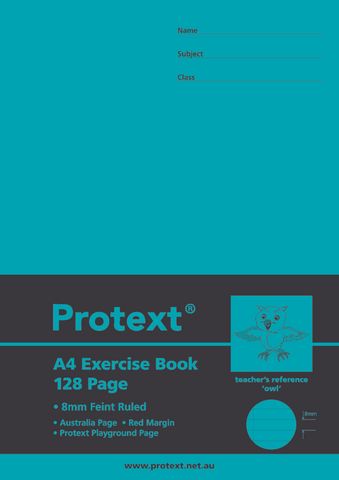 Protext A4 128pg 8mm Ruled Exercise Book