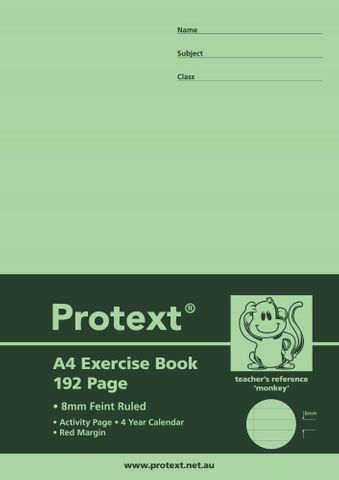 Protext A4 192pg 8mm Ruled Exercise Book