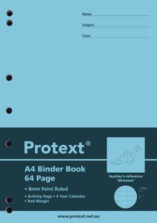 Protext A4 64pg 8mm Ruled Binder Book