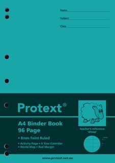 Protext A4 96pg 8mm Ruled Binder Book