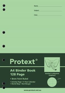 Protext A4 128pg 8mm Ruled Binder Book
