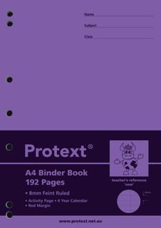 Protext A4 192pg 8mm Ruled Binder Book