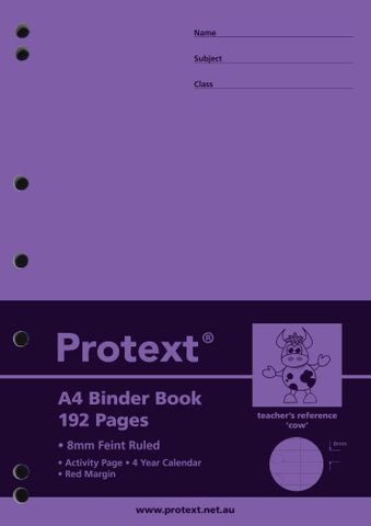 Protext A4 192pg 8mm Ruled Binder Book