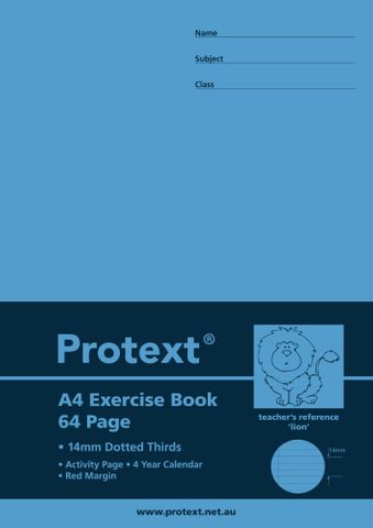 Protext A4 64pg 14mm Dotted Thirds Exercise Book
