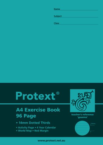 Protext A4 96pg 14mm Dotted Thirds Exercise Book