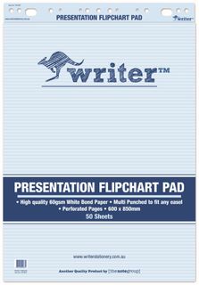 Writer 850*600mm 50 Sheet 60gsm Bond Flipchart pad Pk2