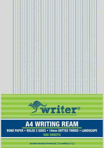 Writer A4 14mm Dotted Thirds Landscape 500 Sheet Ream