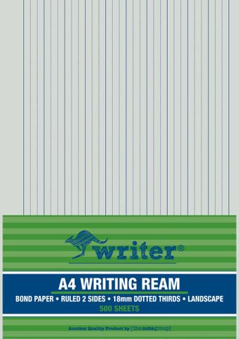 Writer A4 18mm Dotted Thirds Landscape 500 Sheet Ream