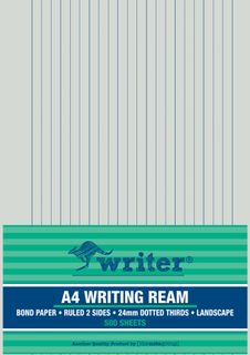 Writer A4 24mm Dotted Thirds Landscape 500 Sheet Ream