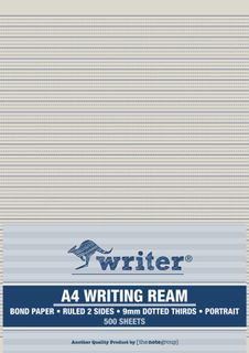 Writer A4 9mm Dotted Thirds Portrait 500 Sheet Ream