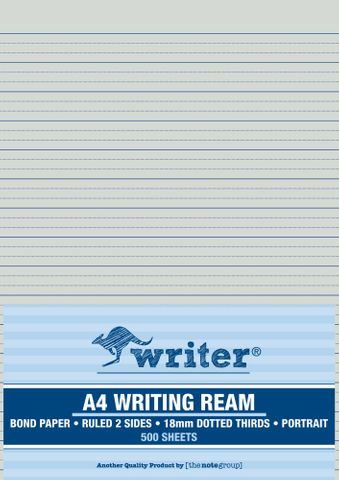 Writer A4 18mm Dotted Thirds Portrait 500 Sheet Ream