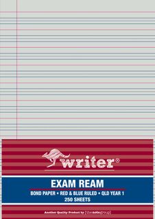 Writer A4 Qld Yr1 Ruled Portrait 250 Sheet Ream