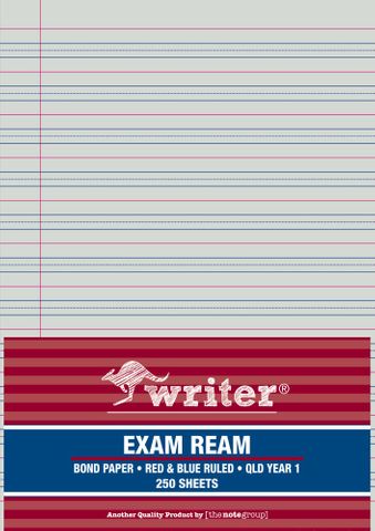 Writer A4 Qld Yr1 Ruled Portrait 250 Sheet Ream