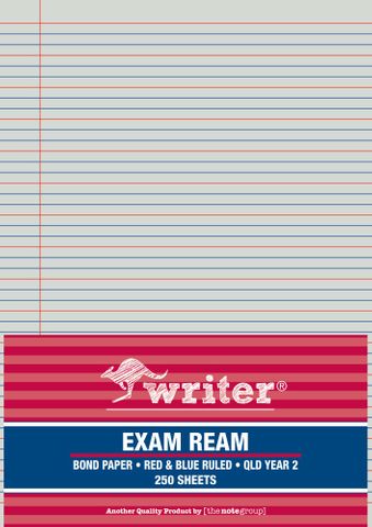 Writer A4 Qld Yr2 Ruled Portrait 250 Sheet Ream