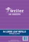 Writer A4 100lf 7mm Ruled Reinforced Refills