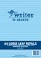 Writer A4 50lf 8mm Ruled Reinforced Refills