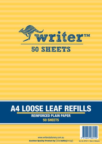 Writer A4 50lf Plain Reinforced Refills