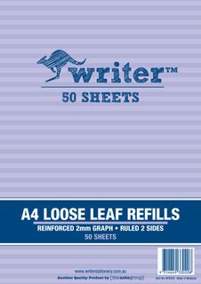 Writer A4 50lf 2mm Graph Reinforced Refills