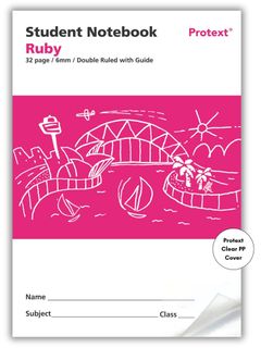 Protext Ruby 32pg 6mm Double Ruled/Guide Student Notebook