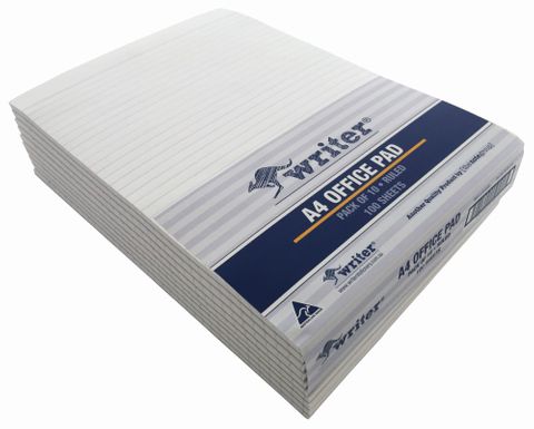 Writer A4 100lf Office White Ruled Notepad