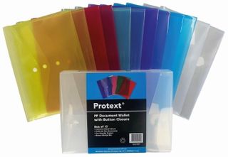 Protext Translucent Button Document Wallets mixed Colour Pk12 in PP Case