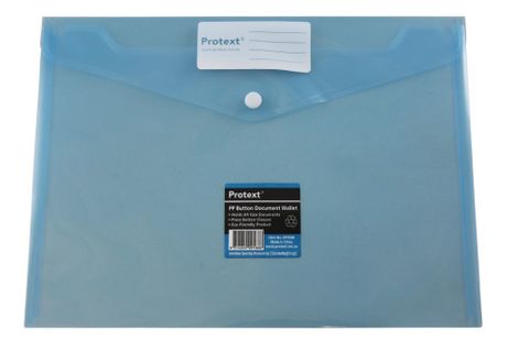 Protext Button Document Wallet Blue