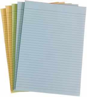 Writer A4 50lf Mixed Coloured Ruled Notepads Pk5