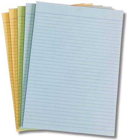 Writer A4 50lf Mixed Coloured Ruled Notepads Pk5