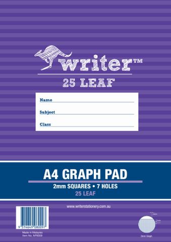 Writer A4 25lf 2mm Graph Pad + 7 holes