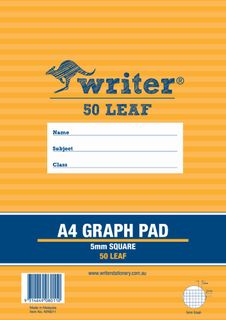 Writer A4 50lf 5mm Graph Pad + 7 holes