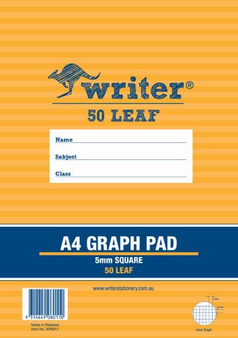 Writer A4 50lf 5mm Graph Pad + 7 holes
