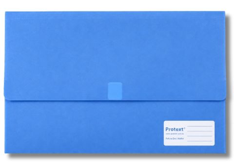 Protext Foolscap Velcro Doc Wallet -Blue