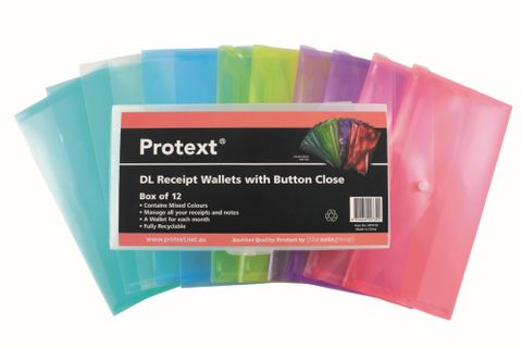 Protext DL Button Doc Wallets Bx12