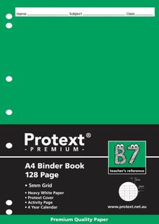Protext Premium A4 128pg 5mm Grid Binder Book
