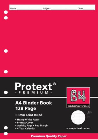 Protext Premium A4 128pg 8mm Ruled Binder Book
