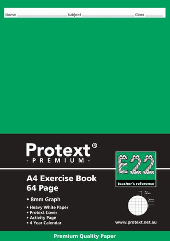 Protext Premium A4 64pg 8mm Grid Exercise Book
