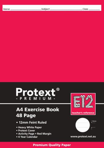 Protext Premium A4 48pg 12mm Solid Ruled Exercise Book