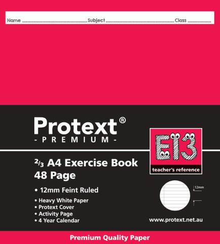 Protext Prem 2/3A4 48pg 12mm Ruled Exercise Book
