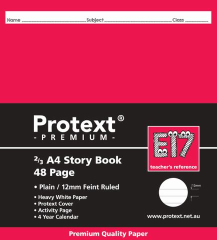 Protext Premium 2/3 A4 48pg 1/2 Plain/ 1/2 12mm Ruled Exercise Book