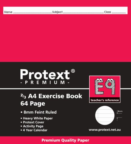 Protext Prem 2/3A4 64pg 8mm Ruled Exercise Book
