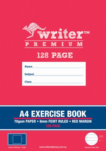 Writer Premium A4 128pg 8mm Ruled Exercise Book