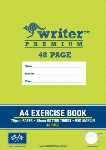 Writer Premium A4 48pg 18mm Dotted Thirds Exercise Book