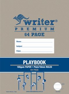 Writer Premium 330x240mm 64pg Plain/18mm Solid Ruled Playbook