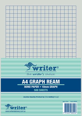 Writer A4 10mm Graph 500 Sheet Ream s/sided