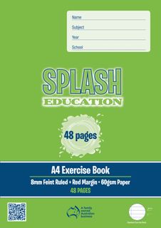 Splash A4 48pg 8mm Ruled Exercise Book