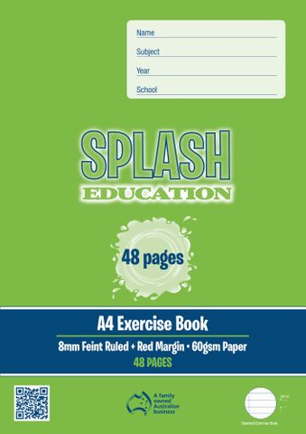 Splash A4 48pg 8mm Ruled Exercise Book