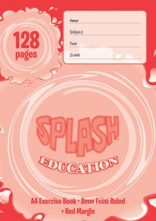 Splash A4 128pg 8mm Ruled Exercise Book