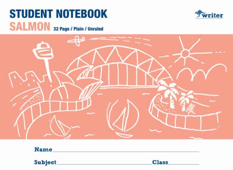 Writer Salmon 32pg Plain Student Notebook