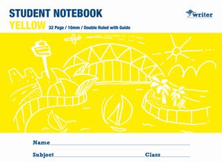 Writer Yellow 32pg 10mm Double Ruled/Guide Student Notebook