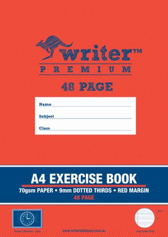Writer Premium A4 48pg 9mm Dotted Thirds Exercise Book